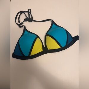 PINK Victoria’s Secret Colorblock Triangle Bikini Top L Blue Yellow Black